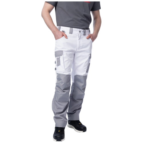 Брюки мужские летние Brodeks KS 302, белый/серый
