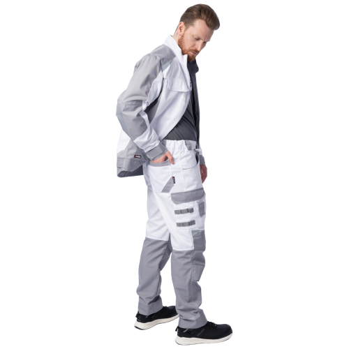 Брюки мужские летние Brodeks KS 302, белый/серый
