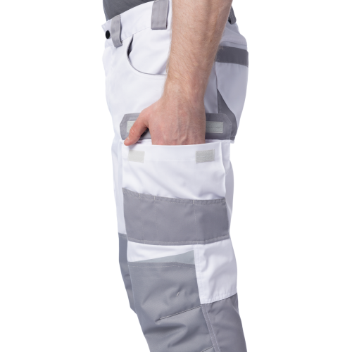 Брюки мужские летние Brodeks KS 302, белый/серый