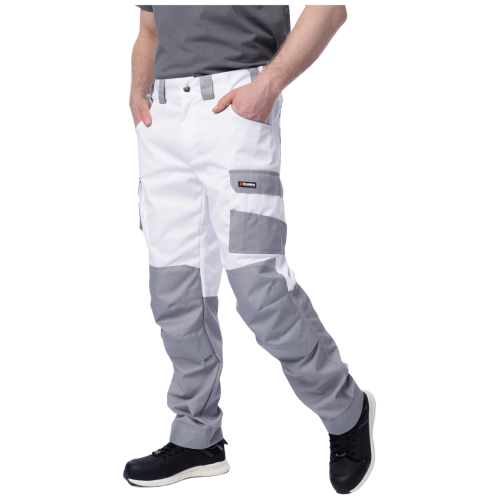 Брюки мужские летние Brodeks KS 302, белый/серый