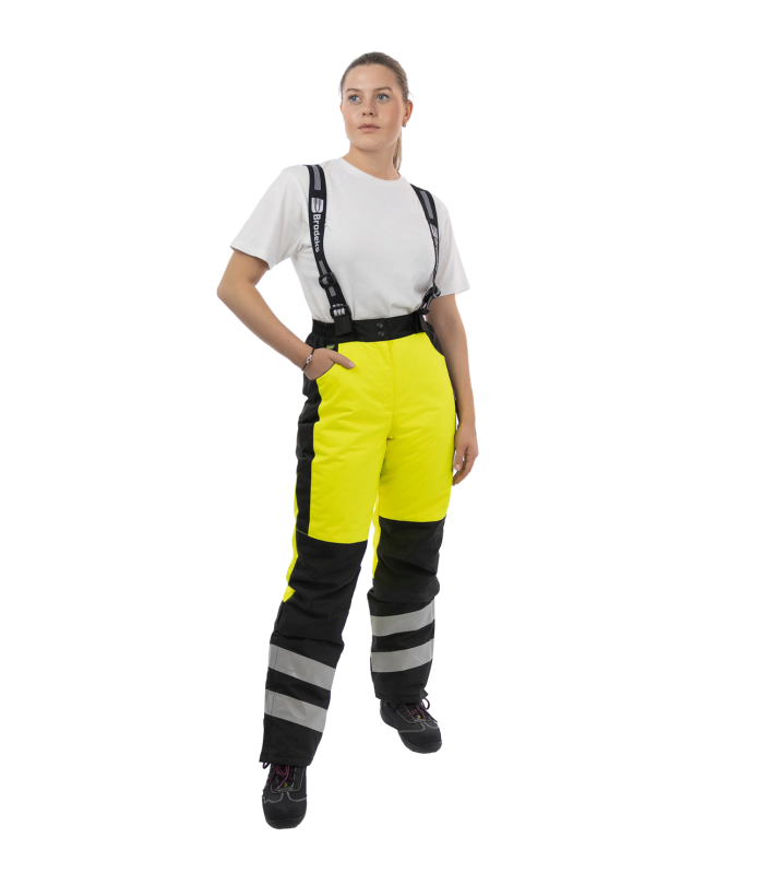 Женские зимние сигнальные брюки Brodeks KW 330, желтый/черный