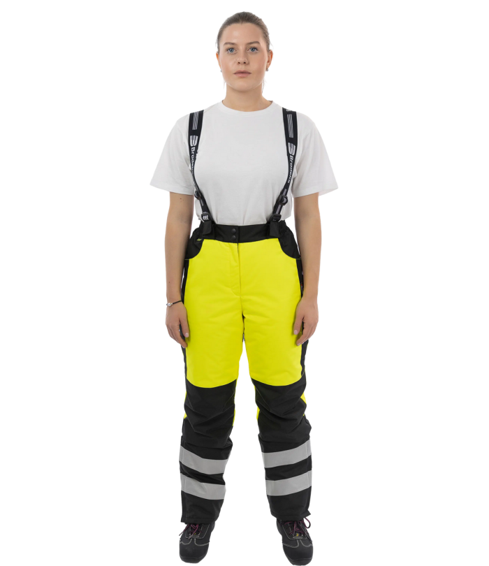 Женские зимние сигнальные брюки Brodeks KW 330, желтый/черный