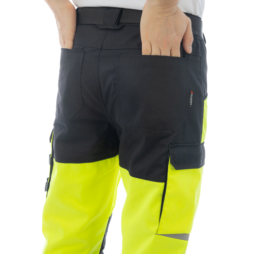 Летние мужские сигнальные брюки Brodeks KS 309, желтый/черный 
