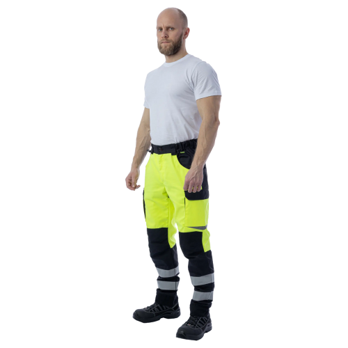 Летние мужские сигнальные брюки Brodeks KS 309, желтый/черный 